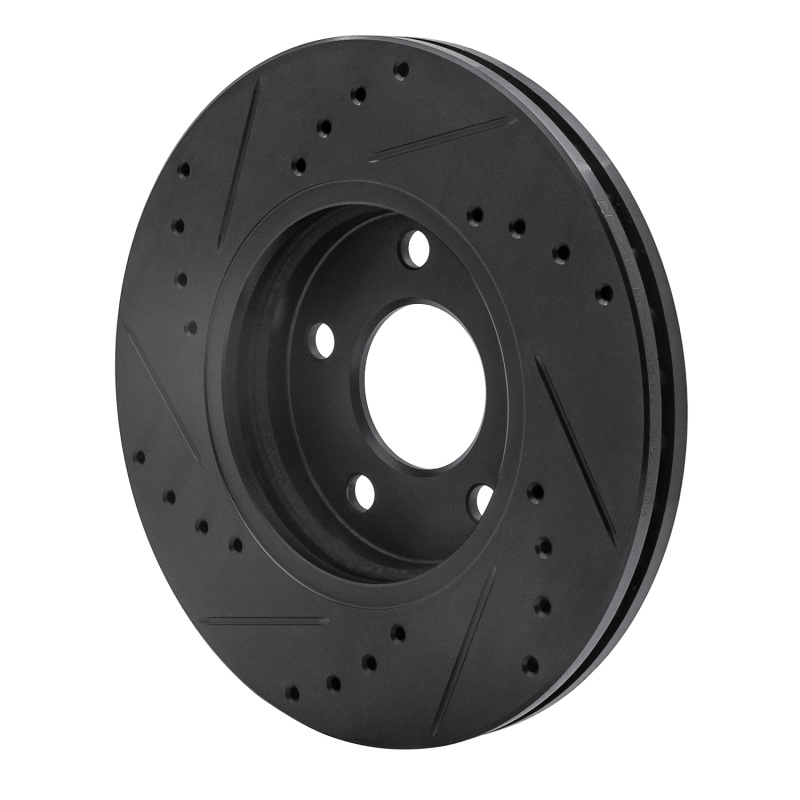 Chevrolet Malibu Brake Rotor (1) - Front Right - R1 Concepts - Drilled & Slotted - Black - `04-`08